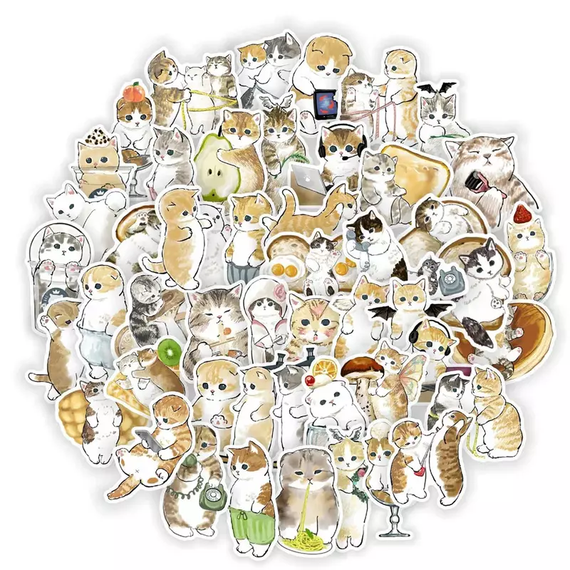 수하물 노트북용 슈퍼 귀여운 새끼 고양이 만화 스티커, 아이패드 컵, 스케이트보드 저널 선물, 방수 스티커, 도매, 10 개, 30 개, 50 개