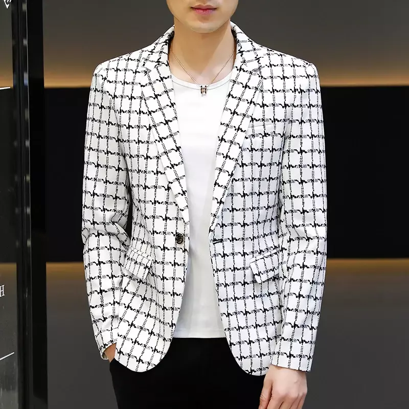 2023 Autumn New Fashion Handsome Trend Suit Jacket Slim Suit Men's Suit Elastic Regular  Polyester  Four Seasons  Blazers