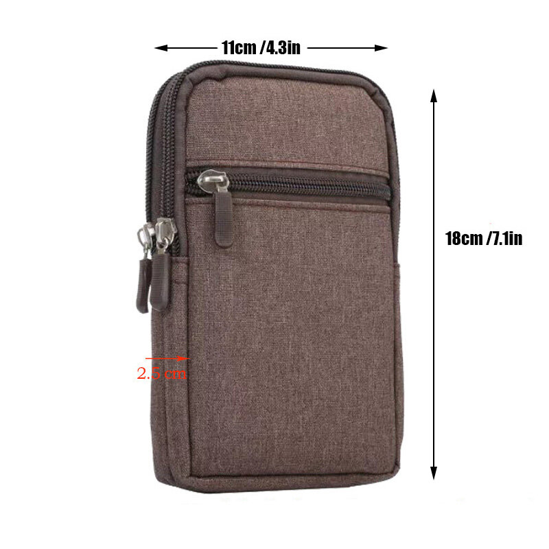 Tas Pinggang tetap, dompet ponsel kanvas, tas pinggang, tas penyimpanan, tas kartu dengan kait pengunci dan kantong ritsleting