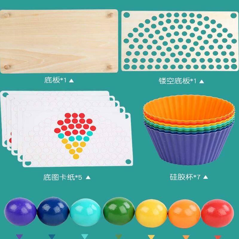 Kids Wooden Rainbow Clip Beads Games Color Matching Sorting Educational Toys For Boys Girls Birthday Gifts
