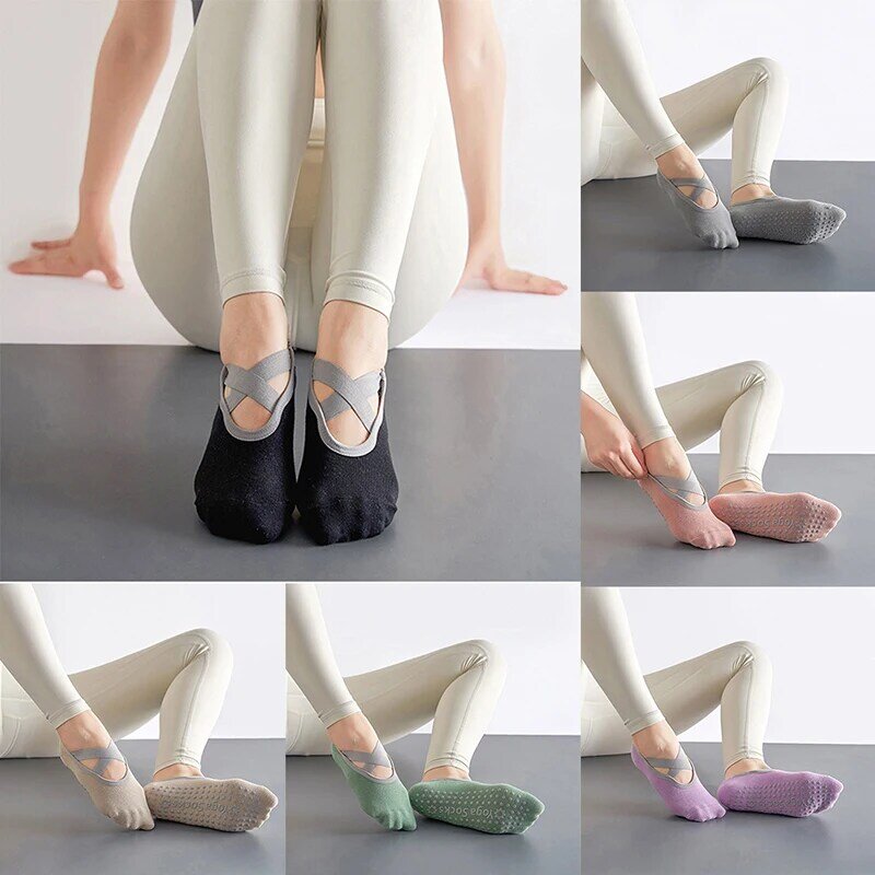 Бандажные носки для йоги для женщин, для пилатеса, балетных танцев, силиконовые Нескользящие быстросохнущие носки для йоги, спортивные носки, носки для спортзала и бега