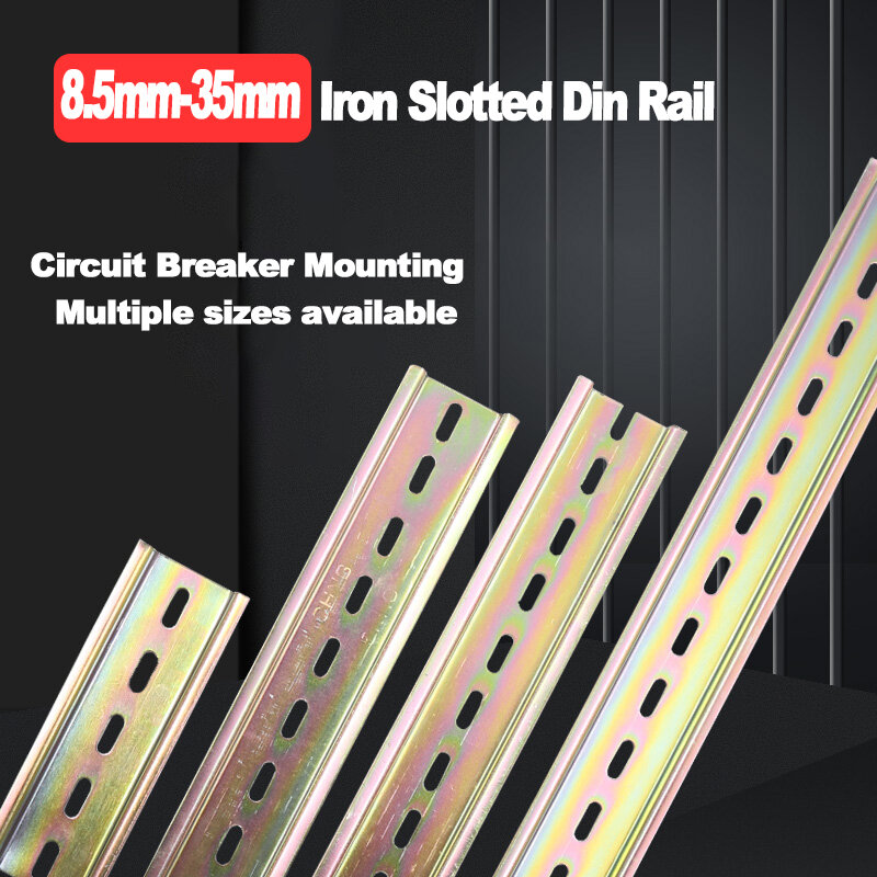 1 Pcs 8.5mm-35mm Iron Slotted Din Rail For Circuit Breaker Mounting C45 Guide Rail Terminal Connector Installation Track 0.9mm