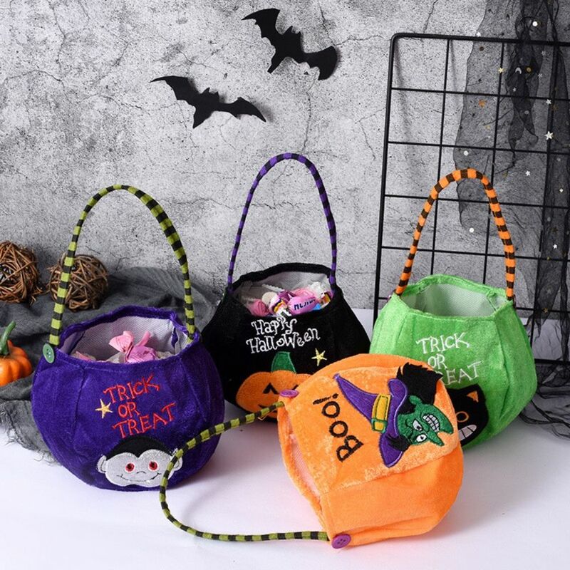 Bolso de mano de calabaza para niños, bolsa de regalo de bruja, elfo, truco o trato, bolsa de dulces de Halloween