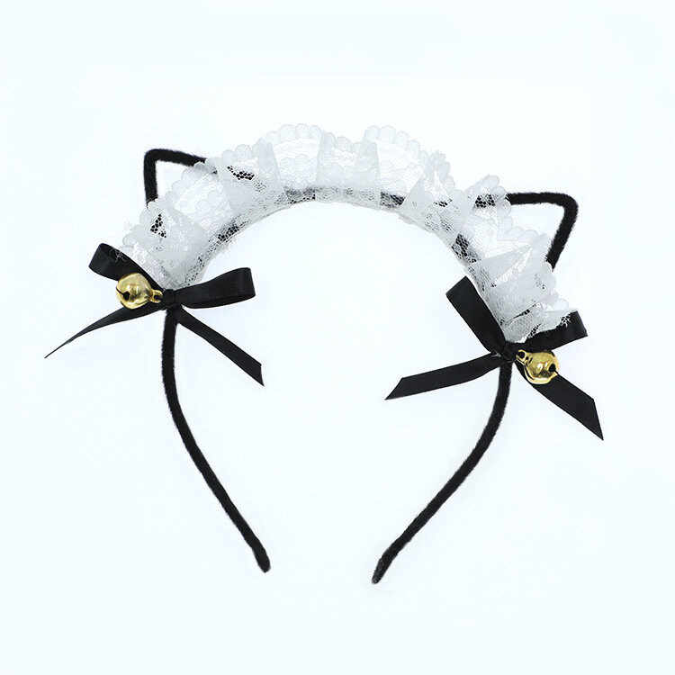 Cosplay – serre-tête oreilles de chat, mignon, fête nocturne, Lolita, bandeau en dentelle, nœud, accessoires pour cheveux de demoiselle d'honneur