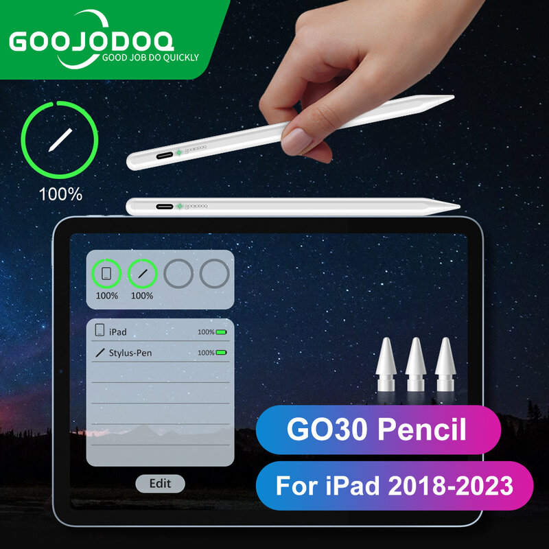 Goojjoq-iPad用Bluetoothスタイラスペン、Apple Pencil 2 1 ipad Pencil、pro 11、12、9、air 4、air 5、2018-2023