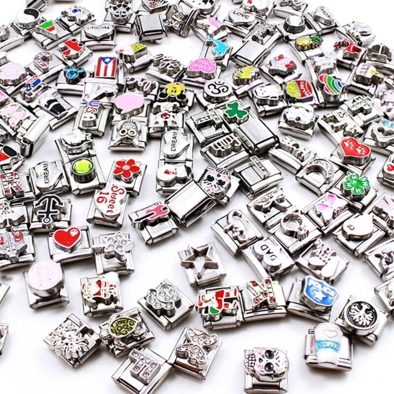 Randomly Vintage Square Beads Italian Charm Links DIY Making Accessories Bracelet Making Supplies Suitable for Jewelry