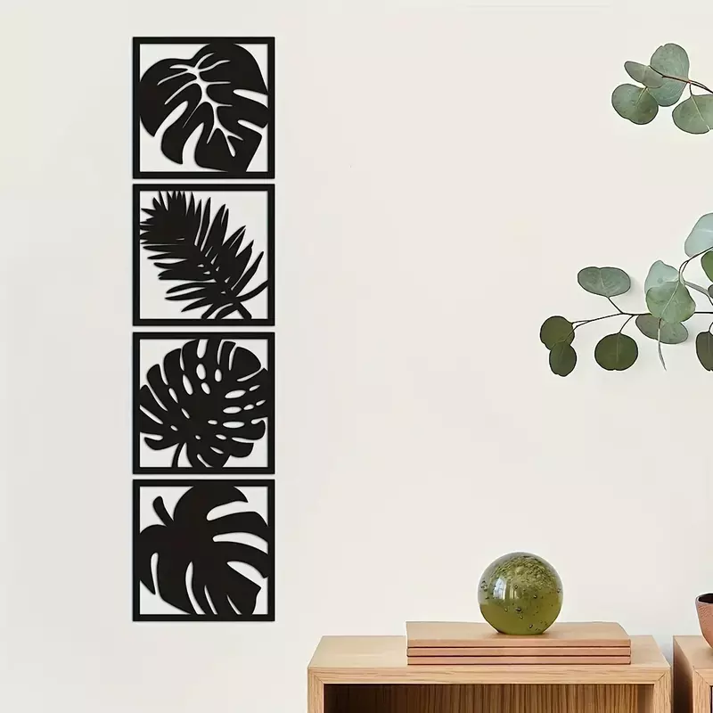 Plantas tropicales de hierro de metal para colgar en la pared, adornos de decoración para interiores, colgante de pared de moda, decoración de descanso