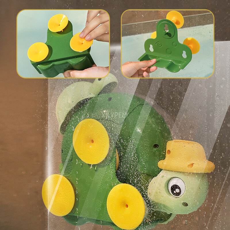 귀여운 동물 거북이 목욕 장난감 재미 있는 물레 방아 입욕 빨판 욕조 물 스프레이 놀이 샤워 스프링클러, 어린이 유아 어린이 장난감