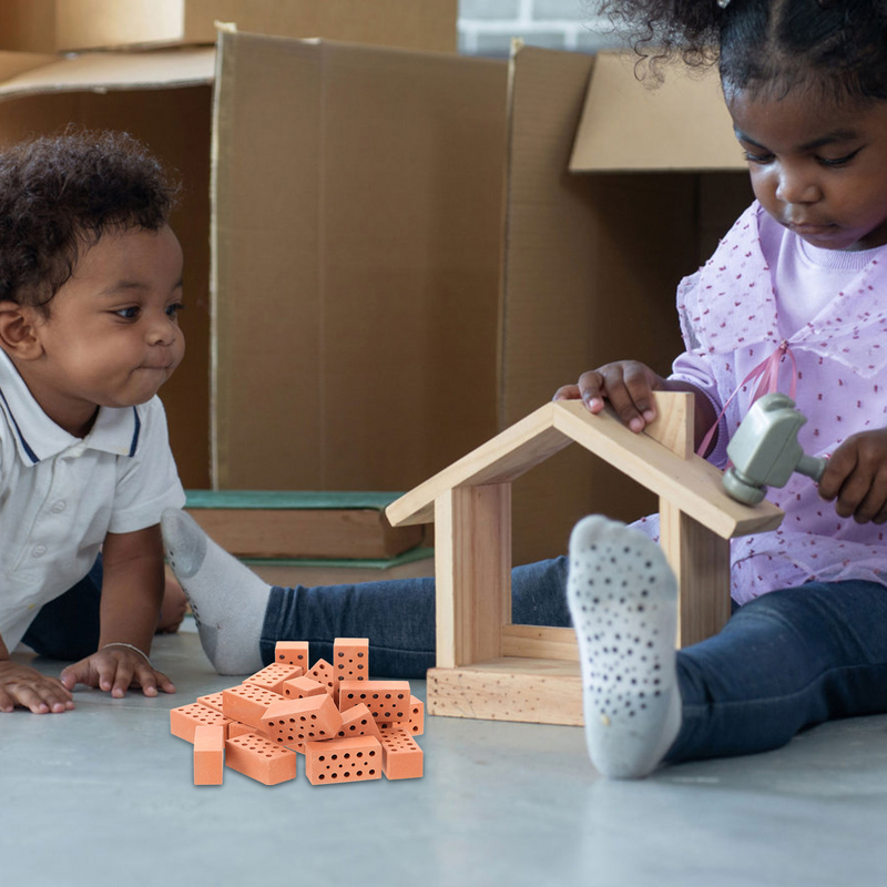 20 Pcs Simulated Brick DIY Miniature Bricks Crafts for Kids Wooden Decor Garden Floor Models