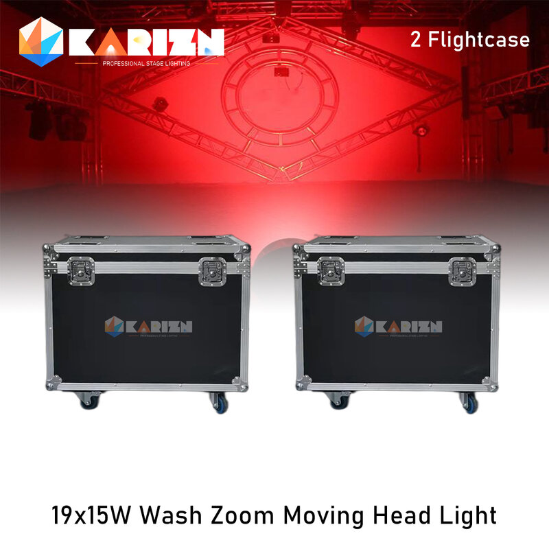 0 Tax 2Pcs  Flycase For LED 19x15W RGBW Beam+Wash Zoom Moving Head Light DJ Disco Party Bar Dance Floor Stage Effect Lighting