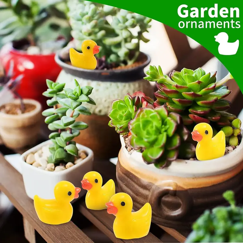 100/200Pcs Resin Mini Duck Miniature Figurines Ornaments Decor Yellow Animal Garden Crafts Tiny Duck Landscape Plants Fairy