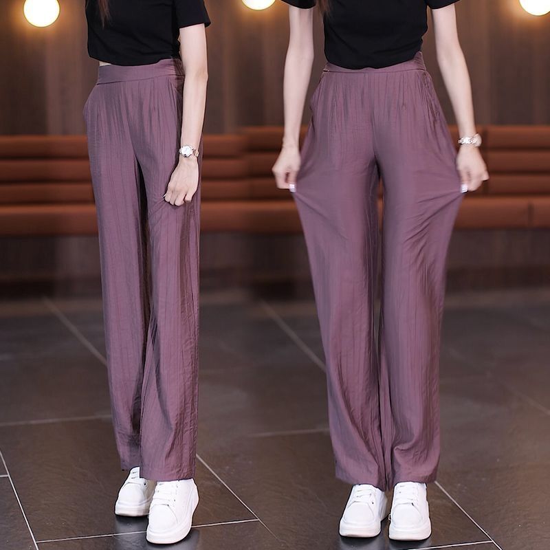 Fashion Elastic Pockets Solid Color Folds Casual Pants Women's Clothing 2024 Summer New Loose High Waist All-match Cropped Pants