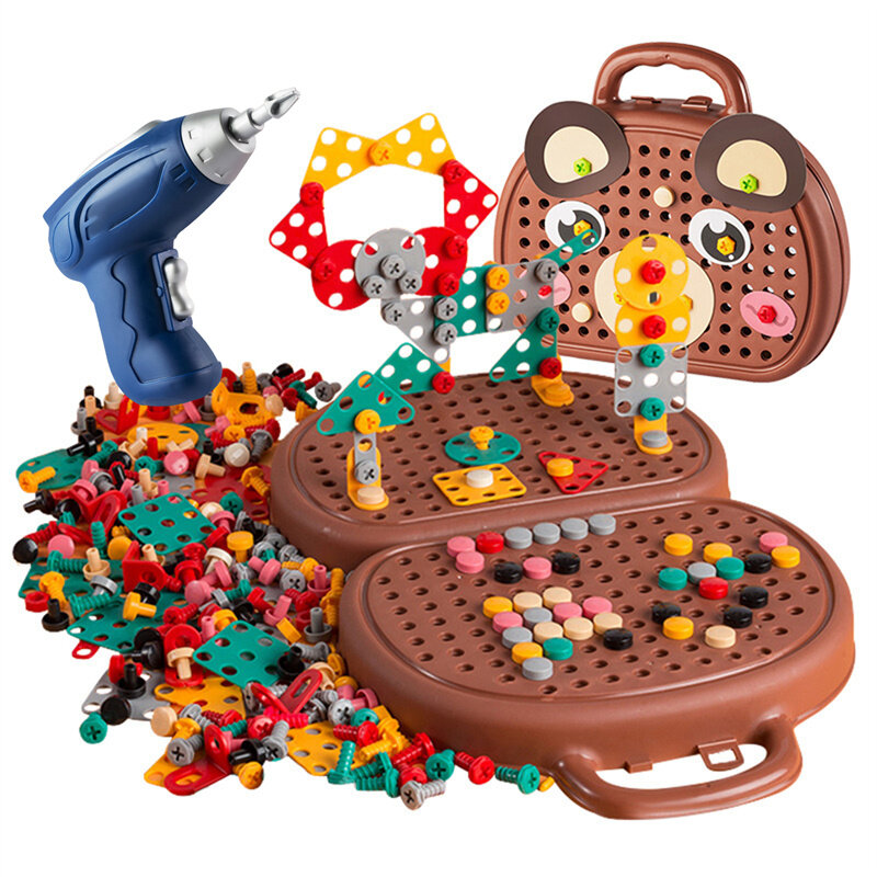 Boîte à outils de jeu magique Montessori avec foret, boîte à outils Montessori pour enfants de 3 à 12 ans