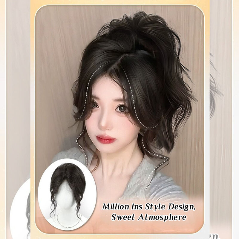 Middle Part Fake Bangs Fringe Synthetic Topper Hairpiece Clip-In Bang Extension Natural Invisible Clourse Hairpiece Women