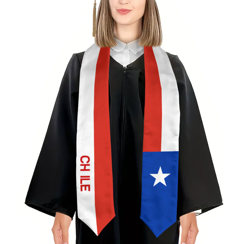 More design Graduation shawl Chile Flag & United States Flag Stole Sash Honor Study Aboard International Students