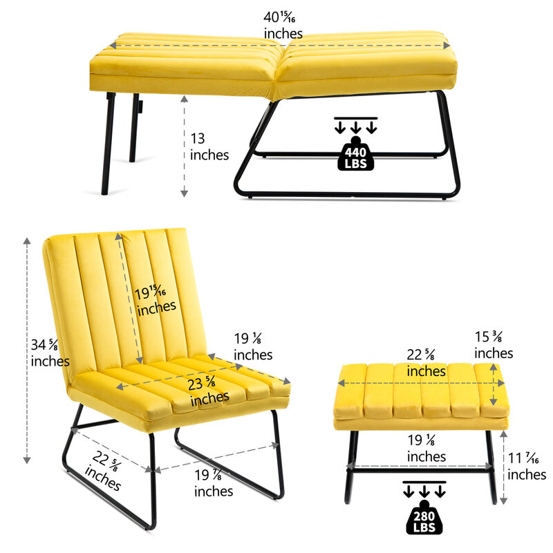 Silla de salón moderna amarilla para relajarse y desenredar, juego de sofá individual tapizado, cómodo y contemporáneo