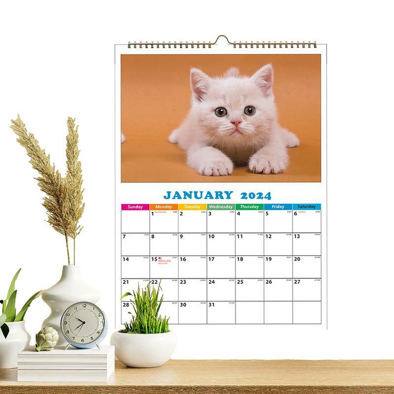 Kalendarz miesięczny dla psa 2024 Kreatywny kalendarz dla psa Codzienny kalendarz ścienny 2024 A4 Kalendarz dla psa Codzienny wystrój ściany dla mieszkania Dormitorium