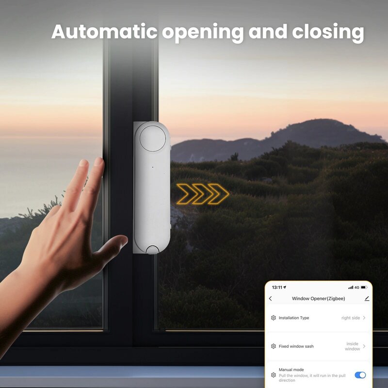 MOES-empurrador de janela deslizante inteligente, abridor automático, mais perto, carregamento solar, aplicativo, controle remoto, suporte Alexa, Google Home, Tuya, ZigBee