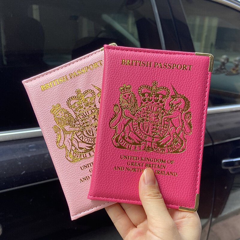 Frauen Reisepass Abdeckung UK Pu Leder Rosa Fall für Passport Mädchen Mode Vereinigten Königreich Halter Reisepass Reise Brieftasche