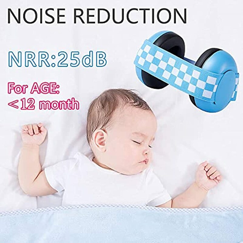아기 귀 안전 청력 보호 수면 귀마개 감소 소음 방지 헤드폰, 탄성 조절 가능 머리띠 포함