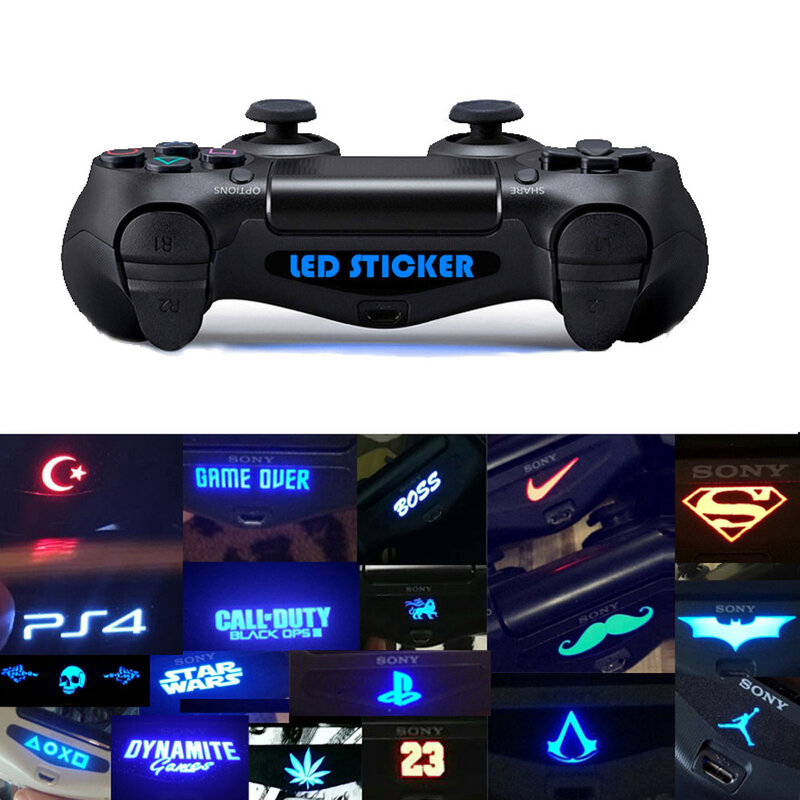 Black LED Stickers Cover For  Playstation 4 PS4 Controller LED Light Bar Decal Skin Sticker Flash Game Accessories