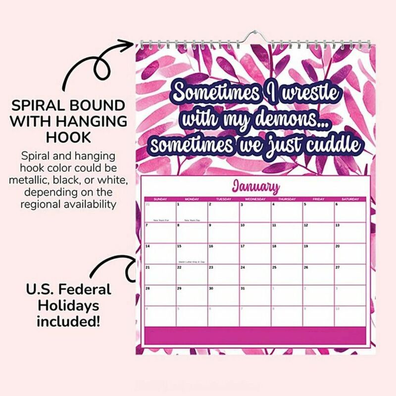 Paper Mental Health Calendar Family Planner Funny 2024 2024 Calendar Hangable Daily Organiser Calendar Home