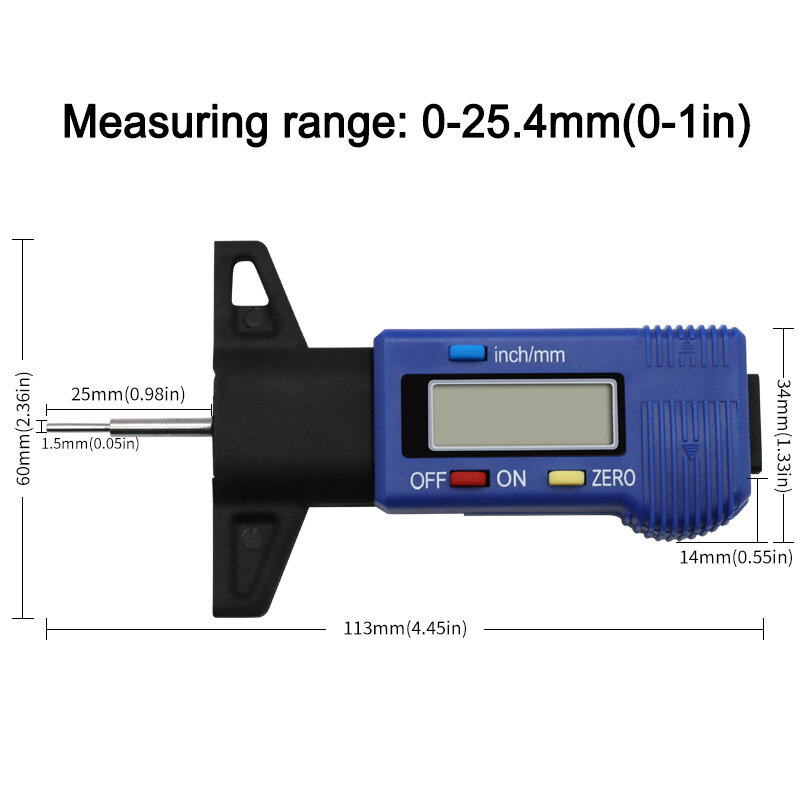 Diktemeters Digitale Cartyre Band Loopvlak Dieptemeter Meter Meetinstrument Remklauw Loopvlak Remblok Schoenband Monitoring Systeem