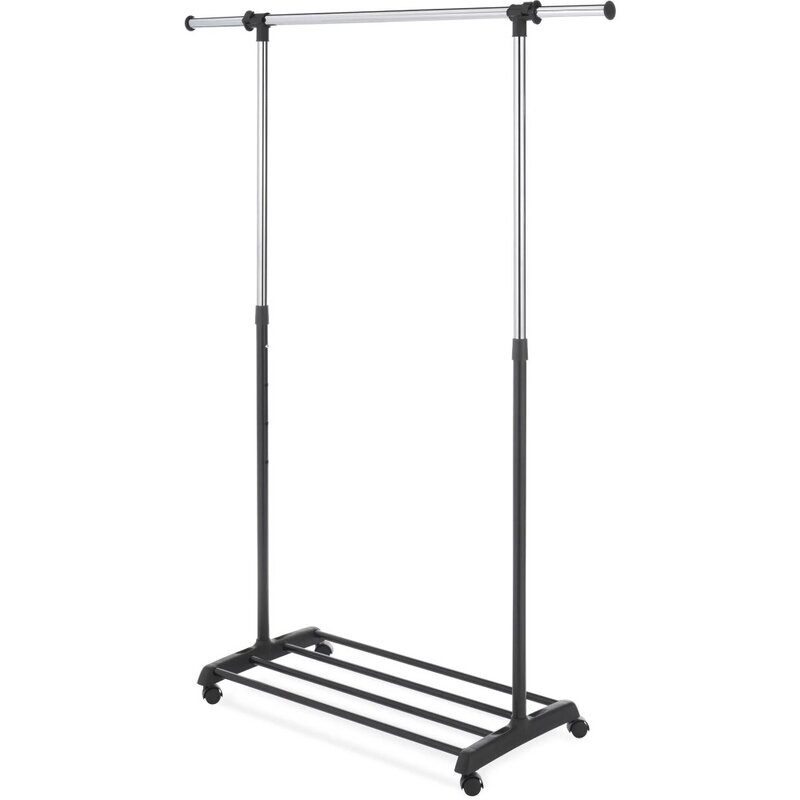 Deluxe Adjustable Garment Rack, Wood, Black and Chrome  18.37 L x 36.25 W x 68 H