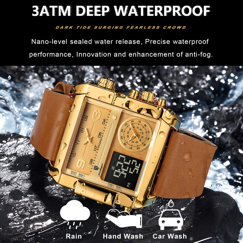 POEDAGAR luksusowy męski zegarek na rękę wodoodporny świecący dzień tydzień mężczyźni oglądają cyfrowy wielofunkcyjny męski zegarki kwarcowe Reloj