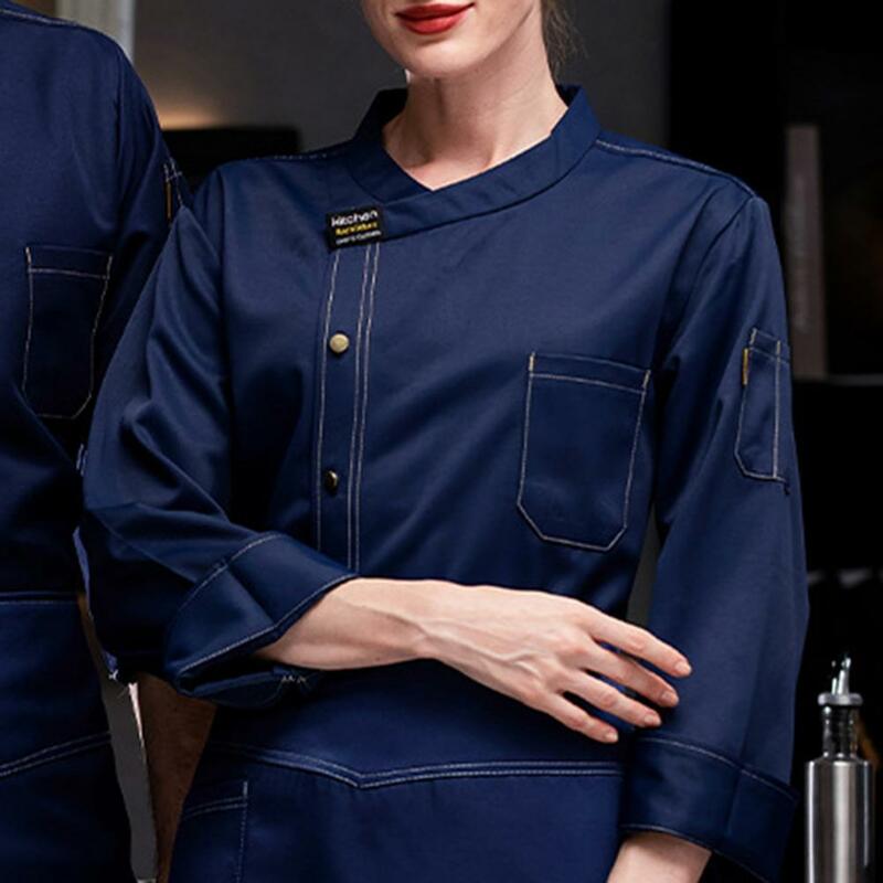 Restaurant Uniform Unisex Chef Shirt Breathable Soft Stylish Kitchen Cook Uniform for Bakery Restaurant Waiter Long Sleeve