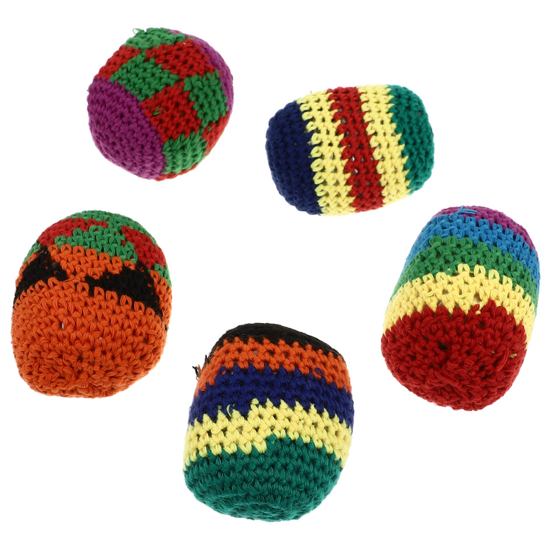 Bolas para Hacky de 5 piezas, sacos de punto de ganchillo, Kickballs, sacos de malabares tejidos a mano para tienda en casa
