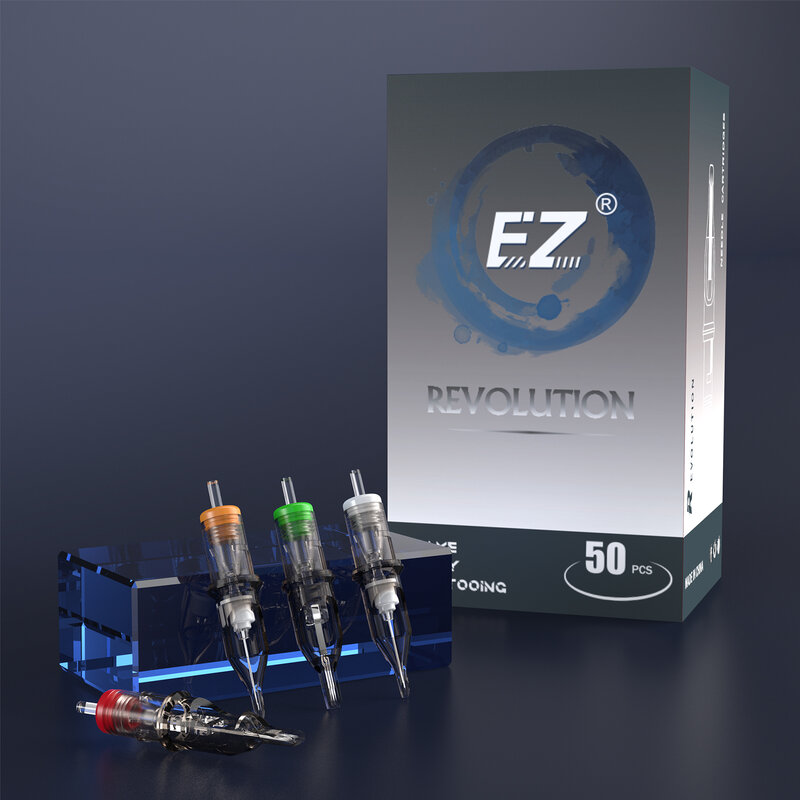 50pcs EZ Revolution Cartridge Tattoo Needles trucco permanente 0.30mm /0.35mm RL RS M1 RM per cartuccia rotante Tattoo Machine Pen