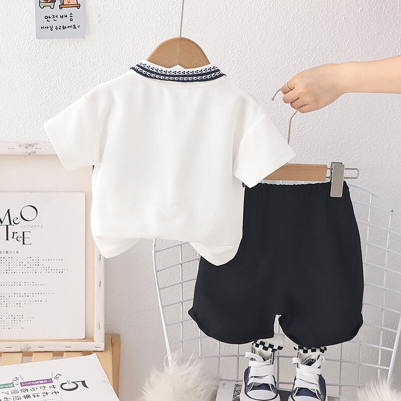 New Summer Baby Clothes Suit Children Boys Letter T-Shirt Shorts 2Pcs/Sets Girls Clothing Toddler Casual Costume Kids Sportswear