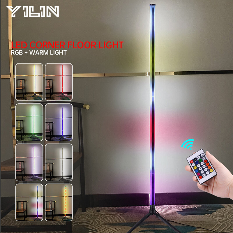 Lâmpada de assoalho LED com controle remoto inteligente, RGBWW, luzes decorativas ambiente, Music Sync Stand, Modern Corner Floor Lamp, 103cm