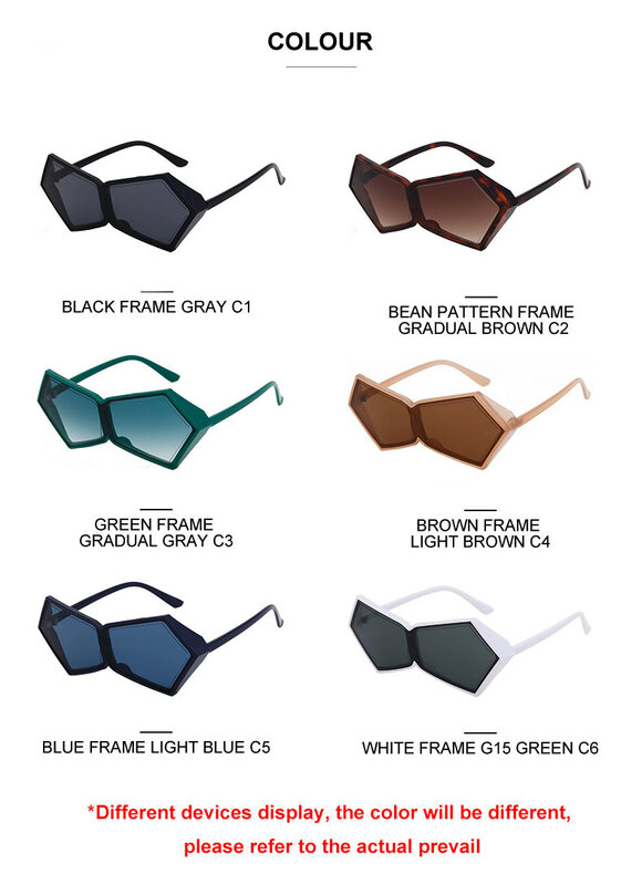 Viseiras poligonais verdes óculos de sol para homens e mulheres, óculos Dustproof na moda, New Ins Fashion, pára-brisa condução