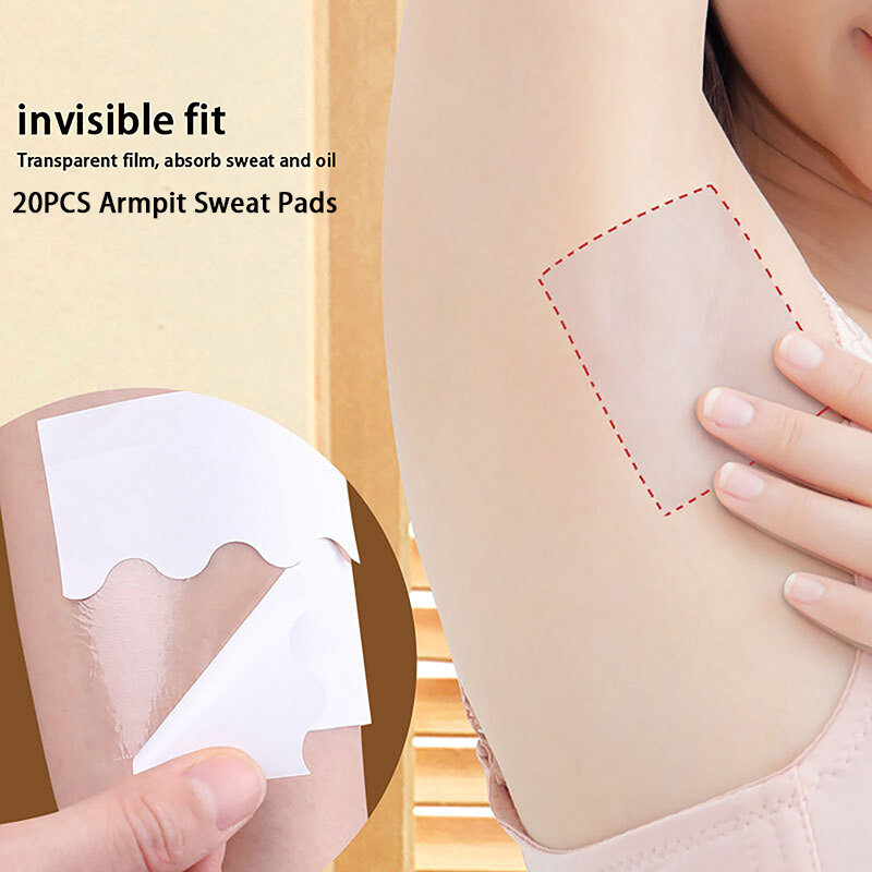 20Pcs Armpit Sweat Pads Underarm Summer Deodorant Disposable Absorbing Pad Anti Perspiration Stickers Unisex Anti Sweat Pads