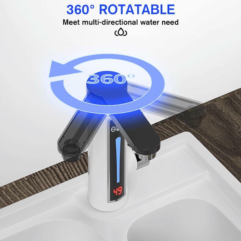 Robinet chauffe-eau électrique instantané 3300W, robinet avec affichage de la température, lumière ambiante LED, chauffage rapide