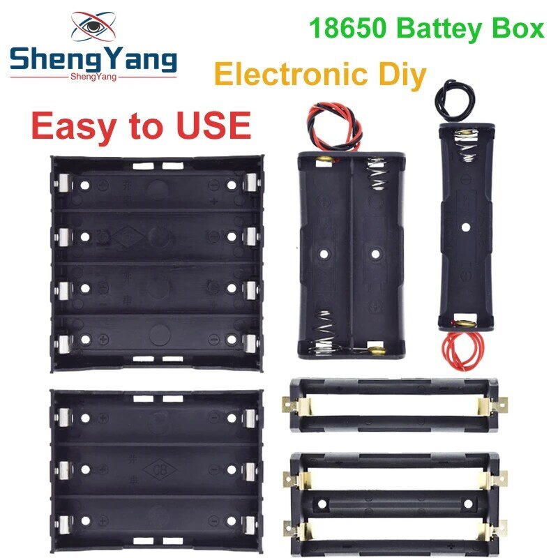 TZT-caja de almacenamiento de baterías ABS 18650, contenedor de baterías con cable de plomo, 1, 2, 3 y 4 ranuras, 1X, 2X, 3X, 4X, 18650