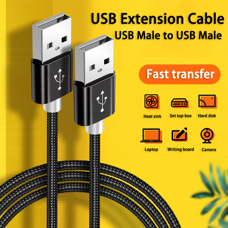 Kebiss Weave USB to USB Extension Cable Type A Male to Male USB Extender for Radiator Hard Disk Webcom Camera USB Cable Extens