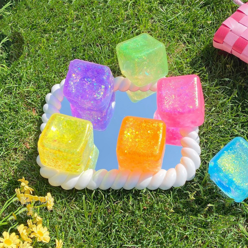 5*5cm Eiswürfel Prise Spielzeug Mini Mochi Tofu Form transparente Eisblock Stress abbau sensorische Spielzeug Kinder