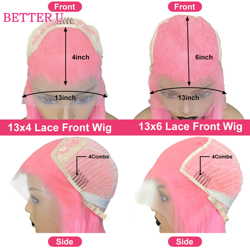 Różowe ludzkie włosy 13x6 koronkowa przednia wstępnie rozciągnięta peruka przezroczysta koronkowa peruka na przód 13x4 o wysokim połysku peruka Body Wave 250 gęstości