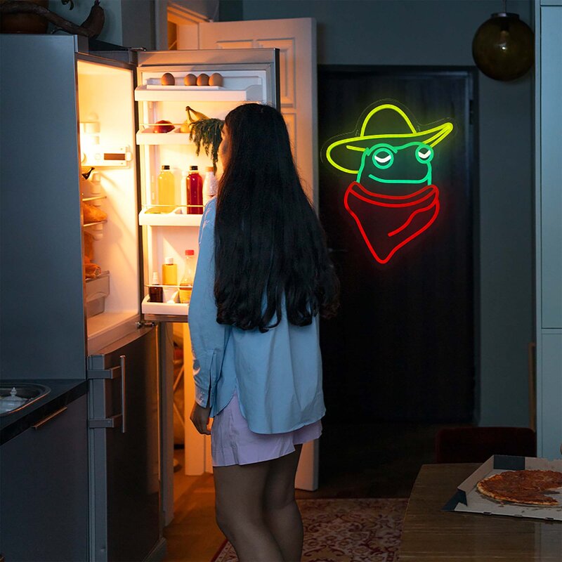 Cowboy Kikker Neon Bord Led Lights Huis Esthetische Restaurant Bar Woonkamer Wanddecoratie Gepersonaliseerde Kunst Lamp