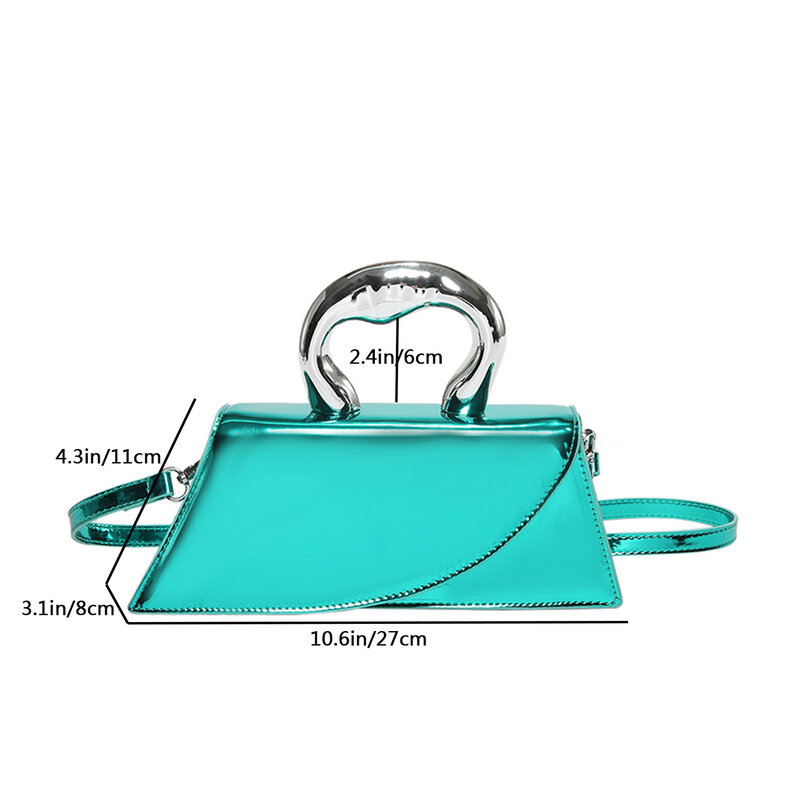 Glossy Patent Leather Shoulder Bag For Women Luxury Silver Bag Small Handbag 2024 Summer Versatile Crossbody Phone Bag Gold