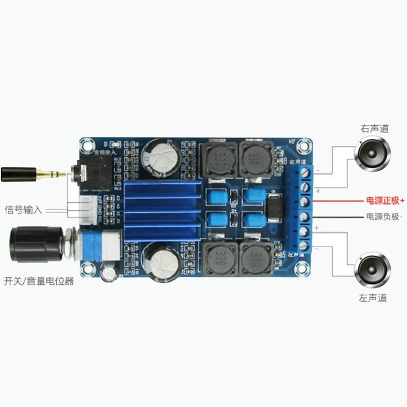 XH-M589 Digital Amplifier Board Class D Amplifier Board 50Wx2 TPA3116D2 Power Audio Power Amplifier Module