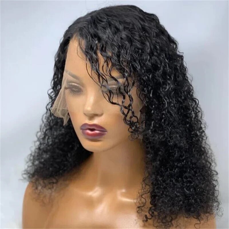 Soft 26'' Density180 Long Lase Front Wig Black Kinky Curly For African Women BabyHair Heat Resistant  Glueless Preplucked  Daily