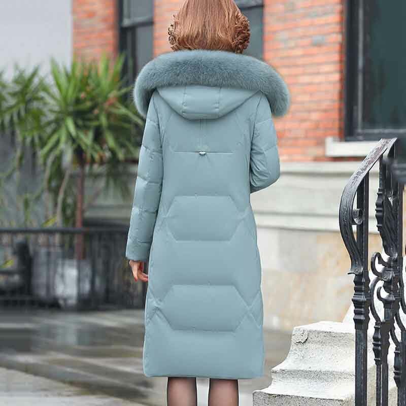 Plumón de longitud media para mujer, ropa holgada con capucha y bolsillo, de Color liso, a la moda, novedad de invierno, 2022