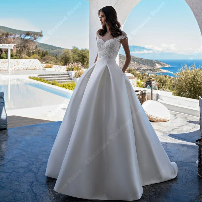 Vestidos de casamento Bohemia A-Line para mulheres, vestidos de noiva estampados personalizados, princesa, verão, 2024