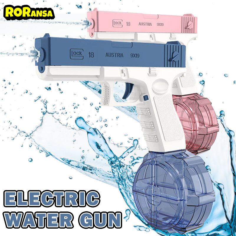 Pistola de agua eléctrica para niños y niñas, juguete de tiro automático completo para piscina y playa, regalos para adultos