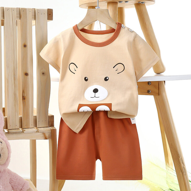 Letnia zestaw ubrań dla chłopców koszulka + spodnie 2 szt. Odzież dziecięca moda różowa niemowlę na początku niemowlę