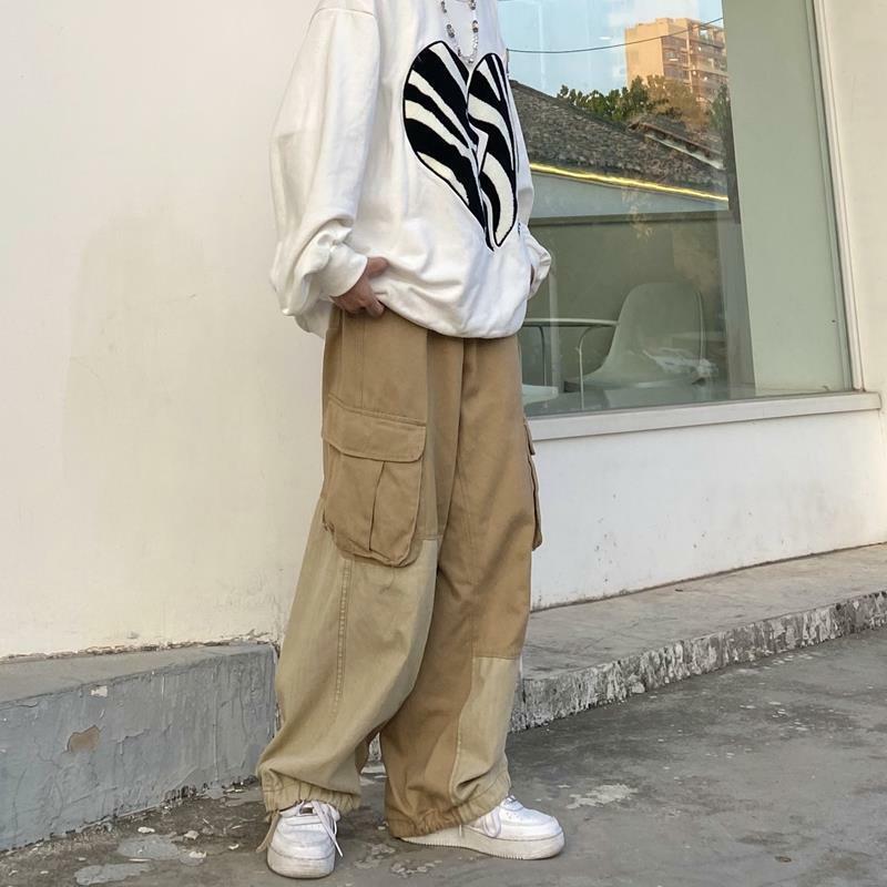 Męskie Vintage Streetwear Harajuku Y2K Emo Baggy Cargo spodnie dla mężczyzn czarne kombinezony w kolorze Khaki spodnie męskie Casual Alt ubrania hip-hopowe